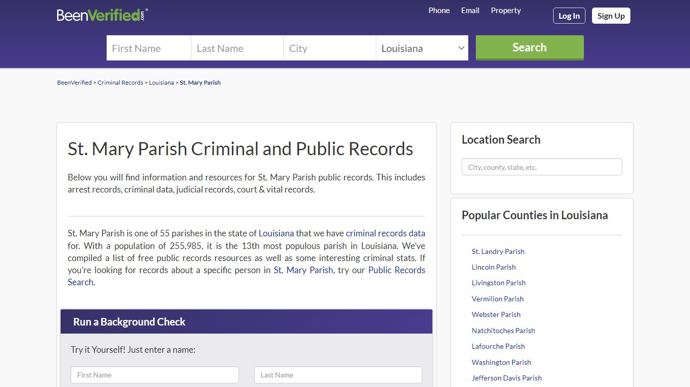 St. Mary Parish Criminal and Public Records - BeenVerified